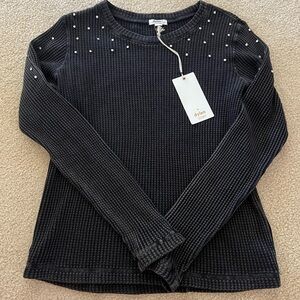 Dylan Los Angeles NWT Rhinestone Waffle Knit Sweater Top - Size XS